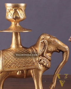 Unique Brass Elephant Candle Holder 6.5"