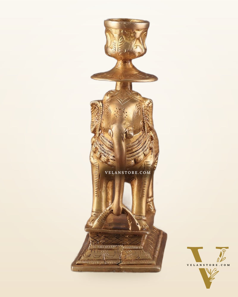 Unique Brass Elephant Candle Holder 6.5"