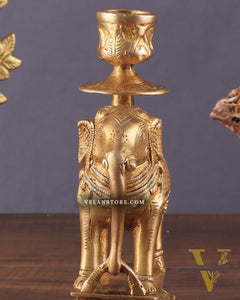 Unique Brass Elephant Candle Holder 6.5"