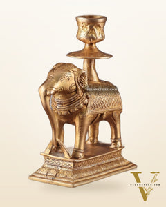 Unique Brass Elephant Candle Holder 6.5"