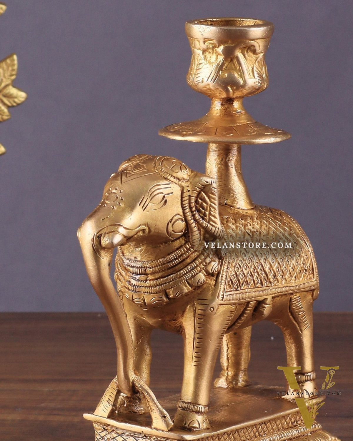Unique Brass Elephant Candle Holder 6.5"
