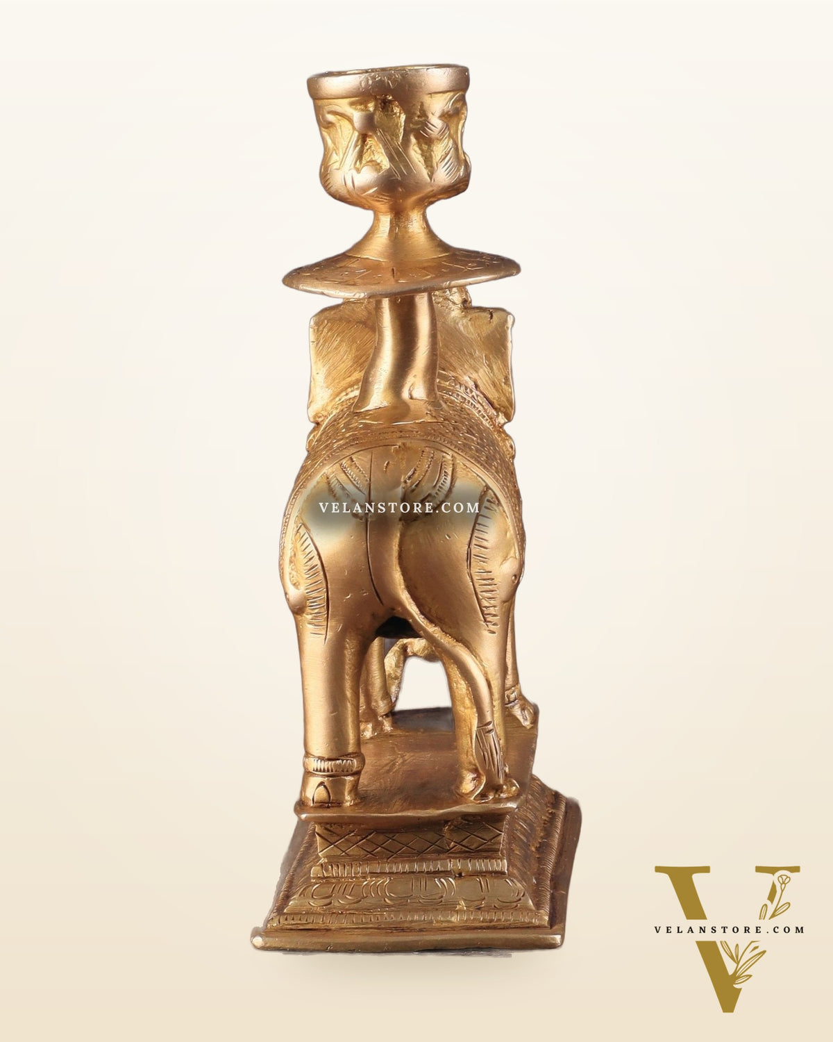Unique Brass Elephant Candle Holder 6.5"