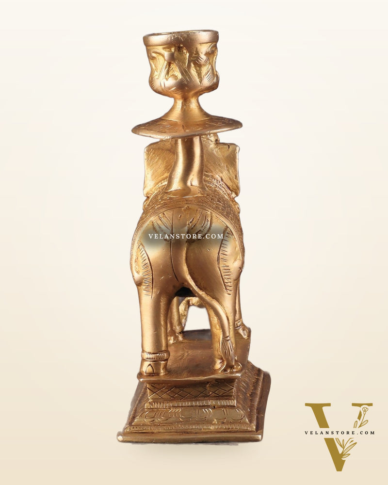 Unique Brass Elephant Candle Holder 6.5"