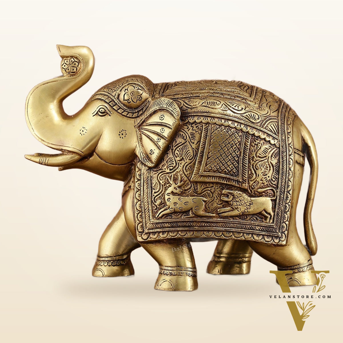 Unique Brass Elephant Statue | 11 inch wide