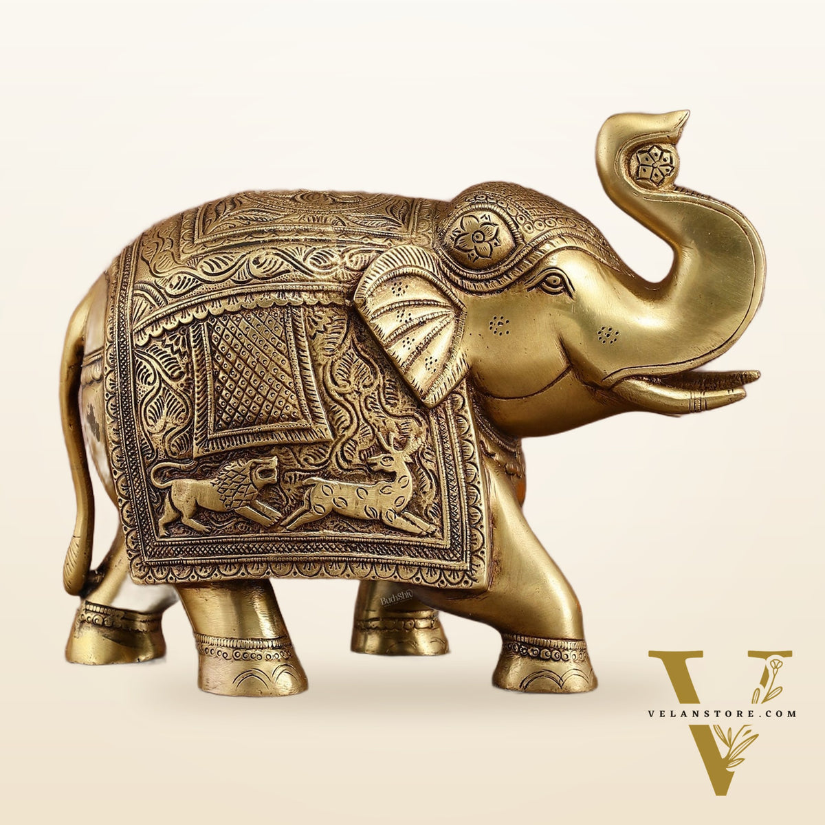 Unique Brass Elephant Statue | 11 inch wide