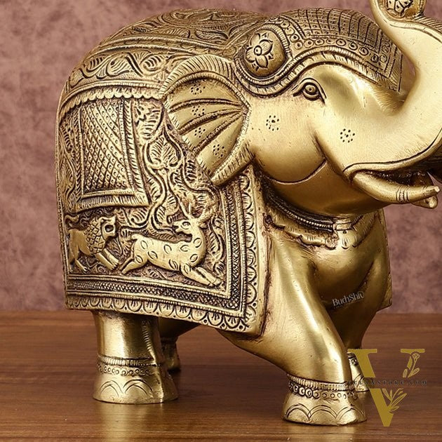 Unique Brass Elephant Statue | 11 inch wide