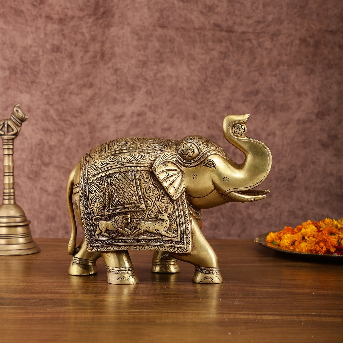 Unique Brass Elephant Statue | 11 inch wide