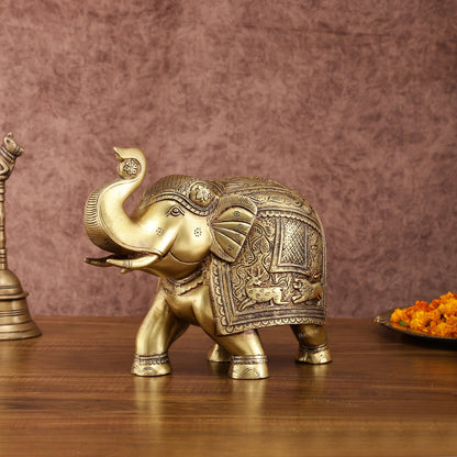 Unique Brass Elephant Statue | 11 inch wide