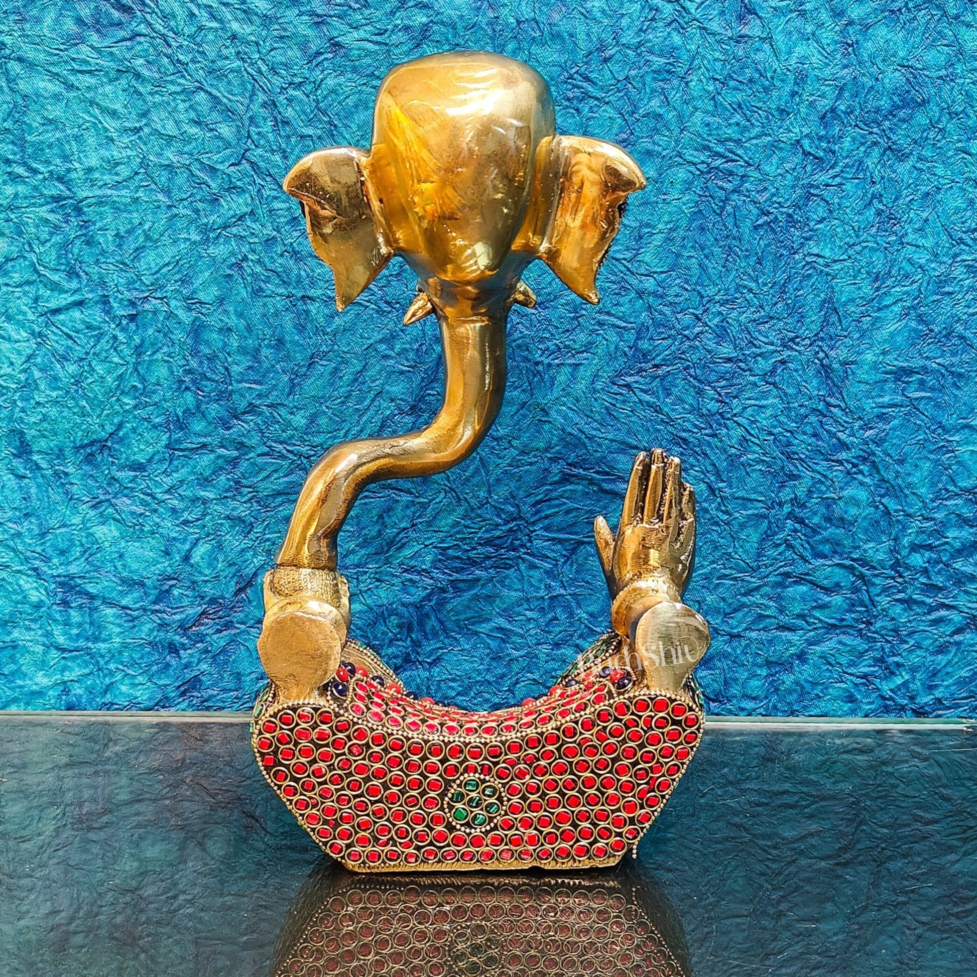 Unique Brass Ganapati Modern Abstract Aashirwad Table Accent | Height 12 inches