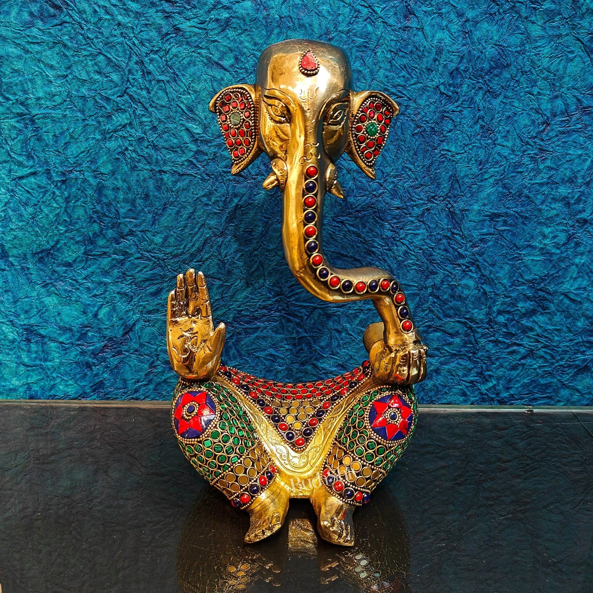 Unique Brass Ganapati Modern Abstract Aashirwad Table Accent | Height 12 inches