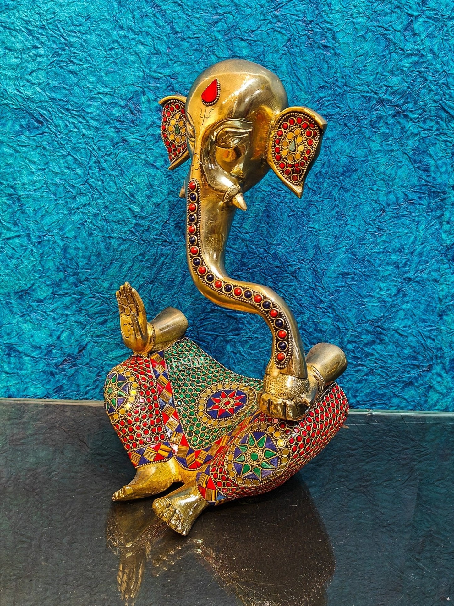 Unique Brass Ganapati Modern Abstract Aashirwad Table Accent | Height 15 inches