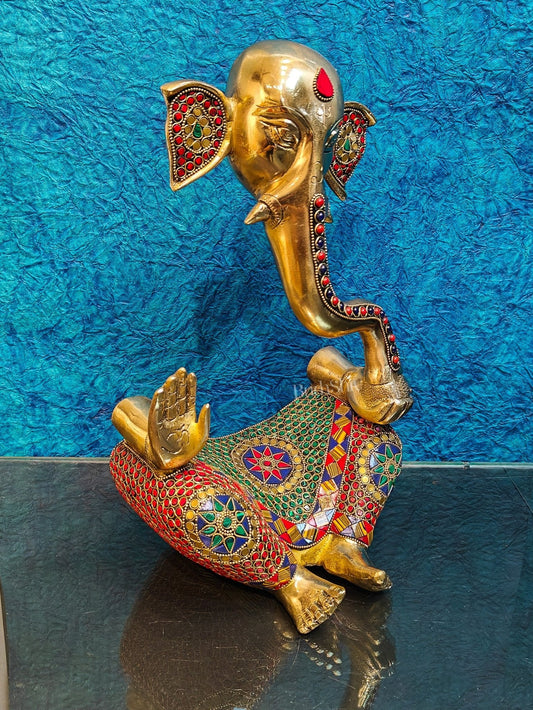 Unique Brass Ganapati Modern Abstract Aashirwad Table Accent | Height 15 inches