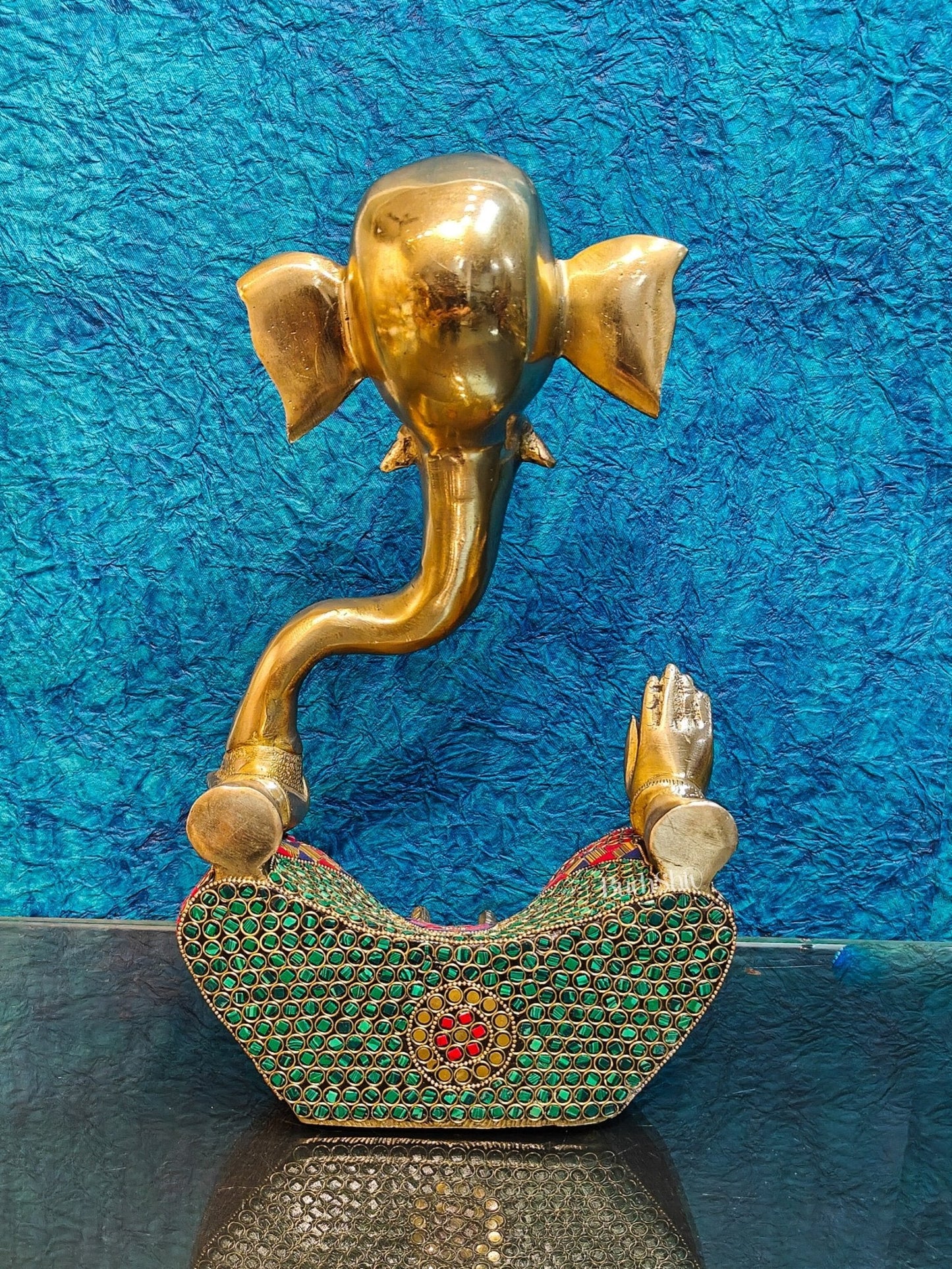 Unique Brass Ganapati Modern Abstract Aashirwad Table Accent | Height 15 inches