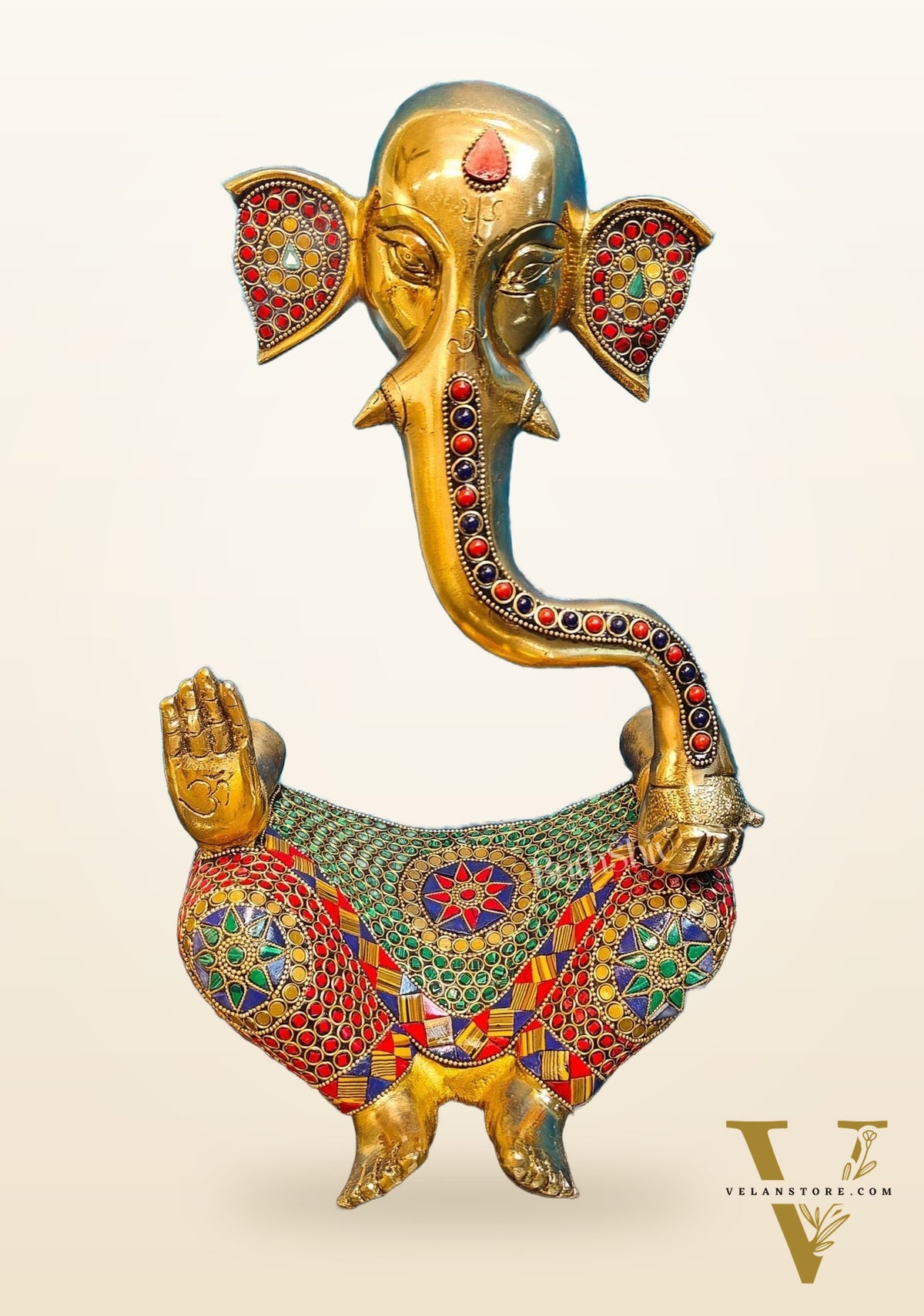 Unique Brass Ganapati Modern Abstract Aashirwad Table Accent | Height 15 inches