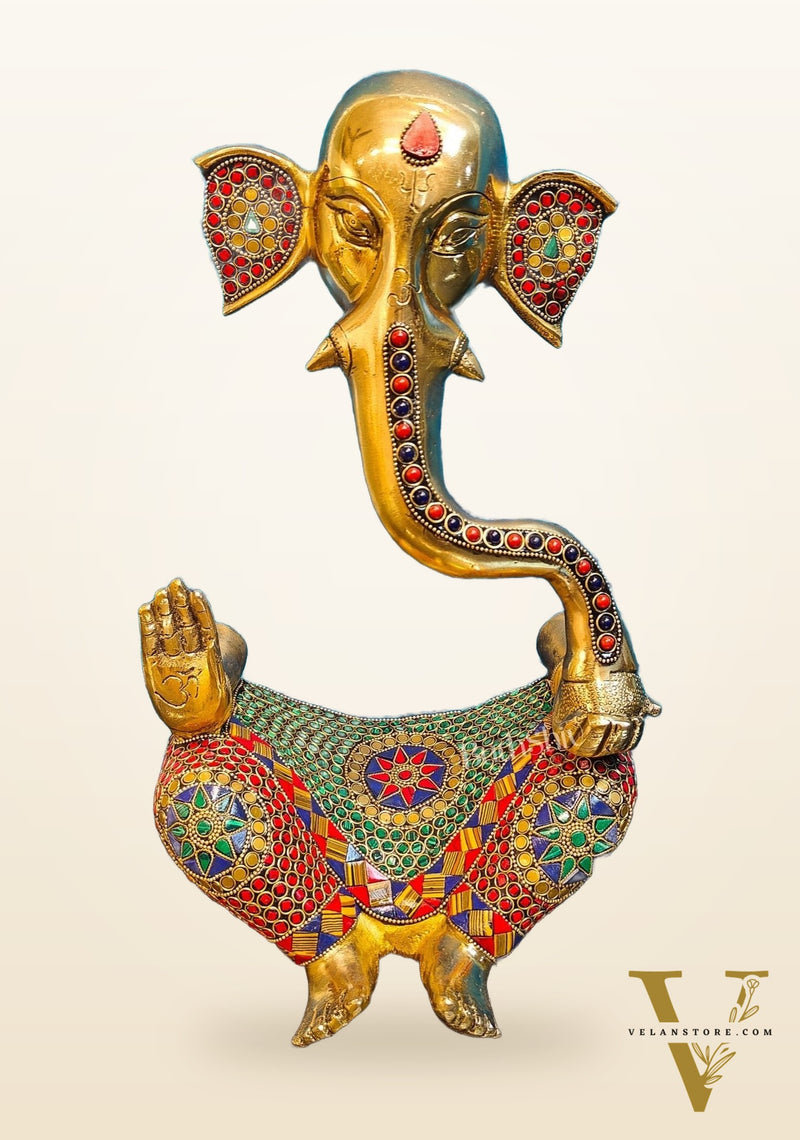 Unique Brass Ganapati Modern Abstract Aashirwad Table Accent | Height 15 inches