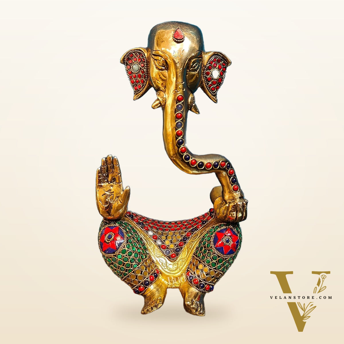 Unique Brass Ganapati Modern Abstract Aashirwad Table Accent | Height 12 inches