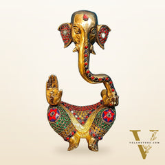 Unique Brass Ganapati Modern Abstract Aashirwad Table Accent | Height 12 inches