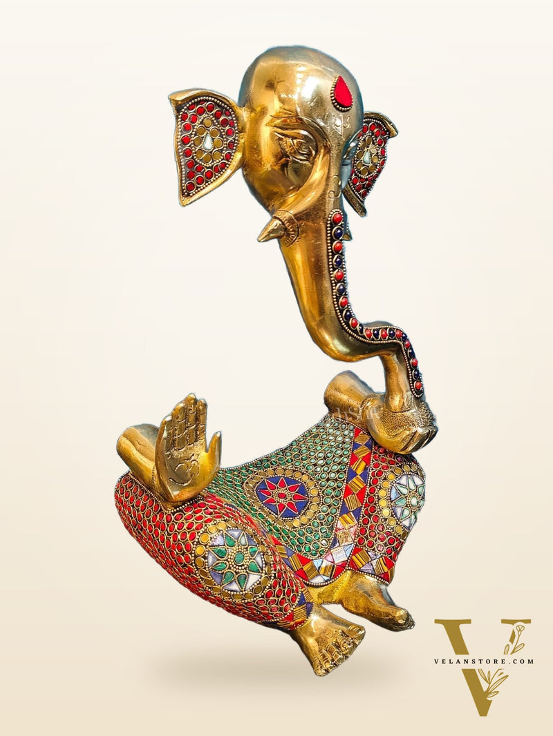 Unique Brass Ganapati Modern Abstract Aashirwad Table Accent | Height 15 inches