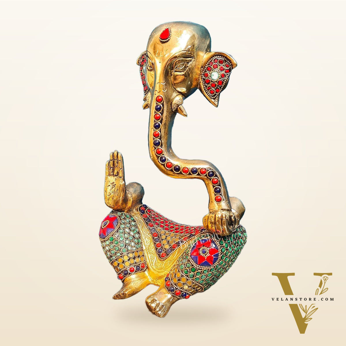 Unique Brass Ganapati Modern Abstract Aashirwad Table Accent | Height 12 inches