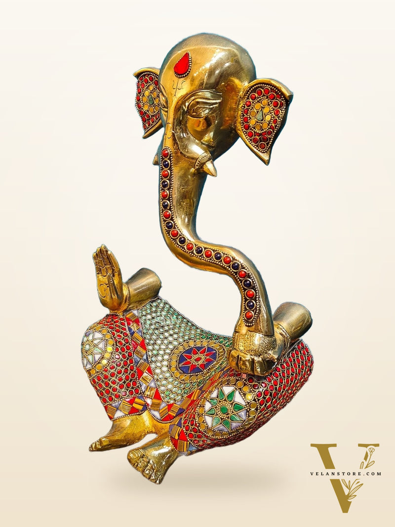 Unique Brass Ganapati Modern Abstract Aashirwad Table Accent | Height 15 inches