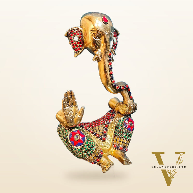 Unique Brass Ganapati Modern Abstract Aashirwad Table Accent | Height 12 inches