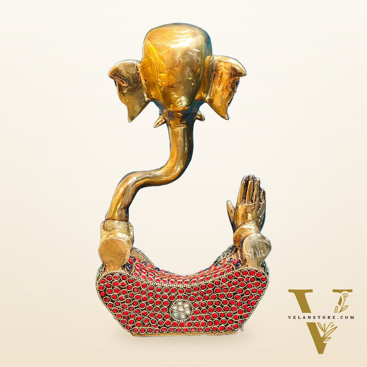 Unique Brass Ganapati Modern Abstract Aashirwad Table Accent | Height 12 inches