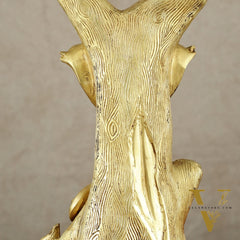 Unique Brass Ganesha Statue Carved in Tree – 12" Height