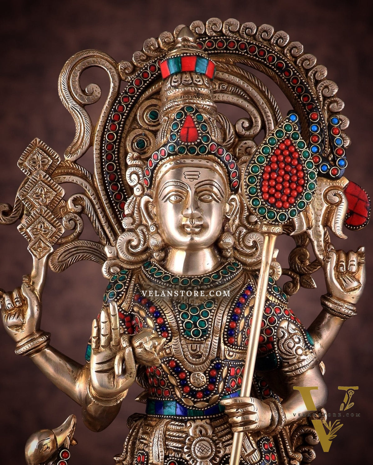 Unique Brass Kartikeya Lord Murugun Statue 20"
