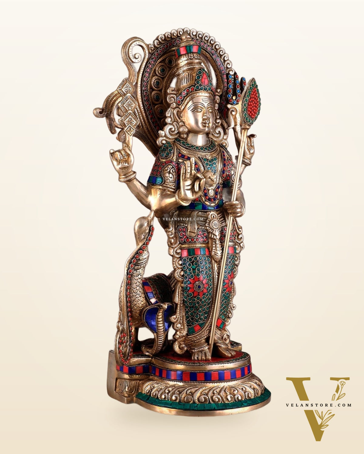 Unique Brass Kartikeya Lord Murugun Statue 20"