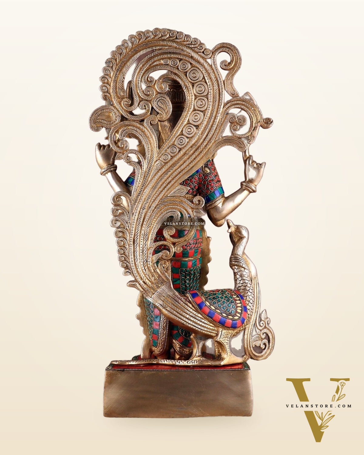 Unique Brass Kartikeya Lord Murugun Statue 20"