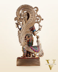 Unique Brass Kartikeya Lord Murugun Statue 20"