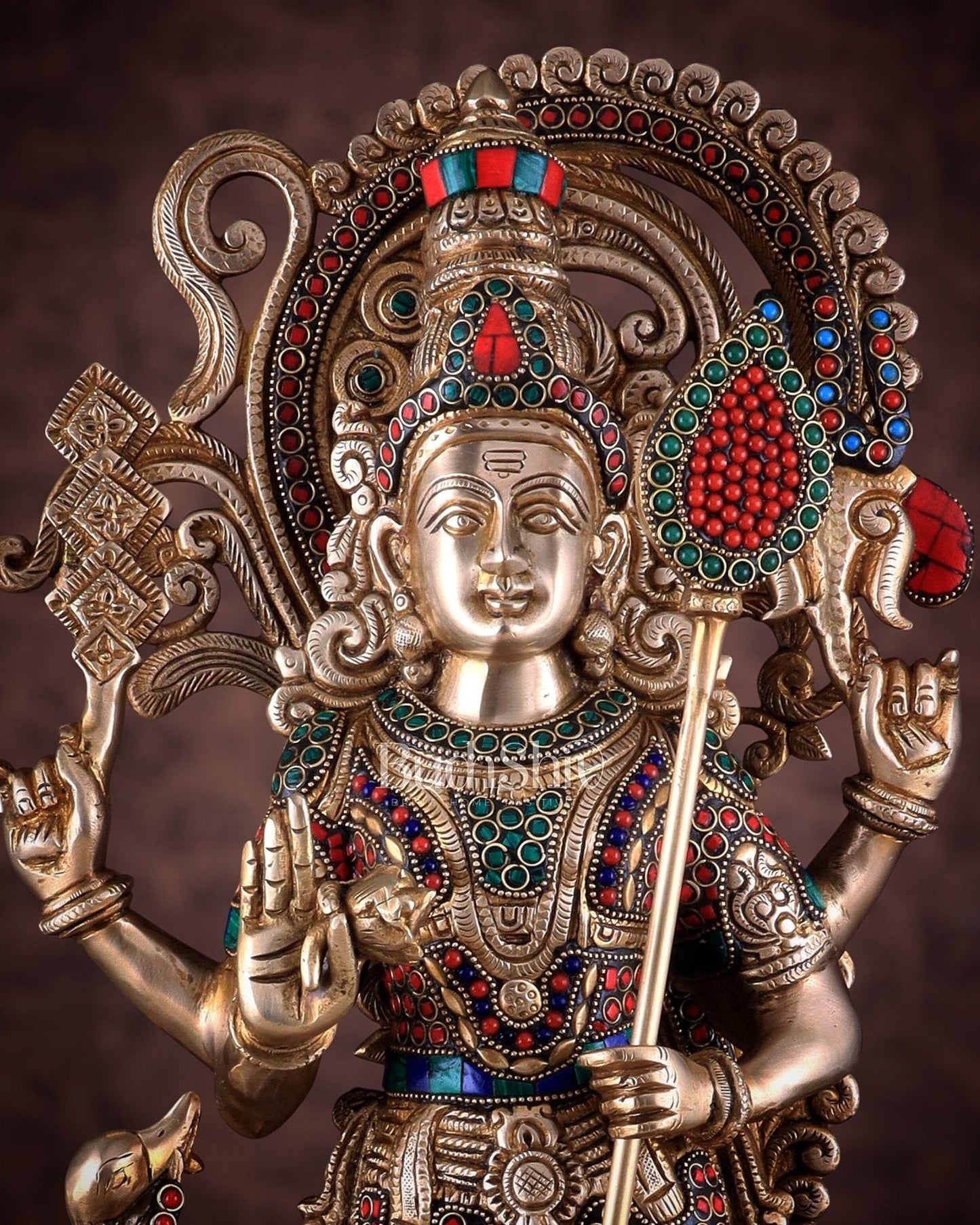 Unique Brass Kartikeya Lord Murugun Statue 20"