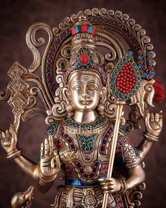 Unique Brass Kartikeya Lord Murugun Statue 20"