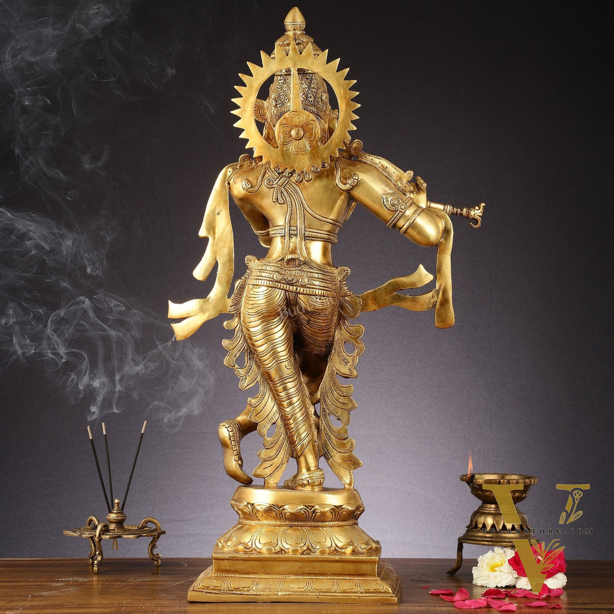 Unique Brass Krishna Statue - 26"
