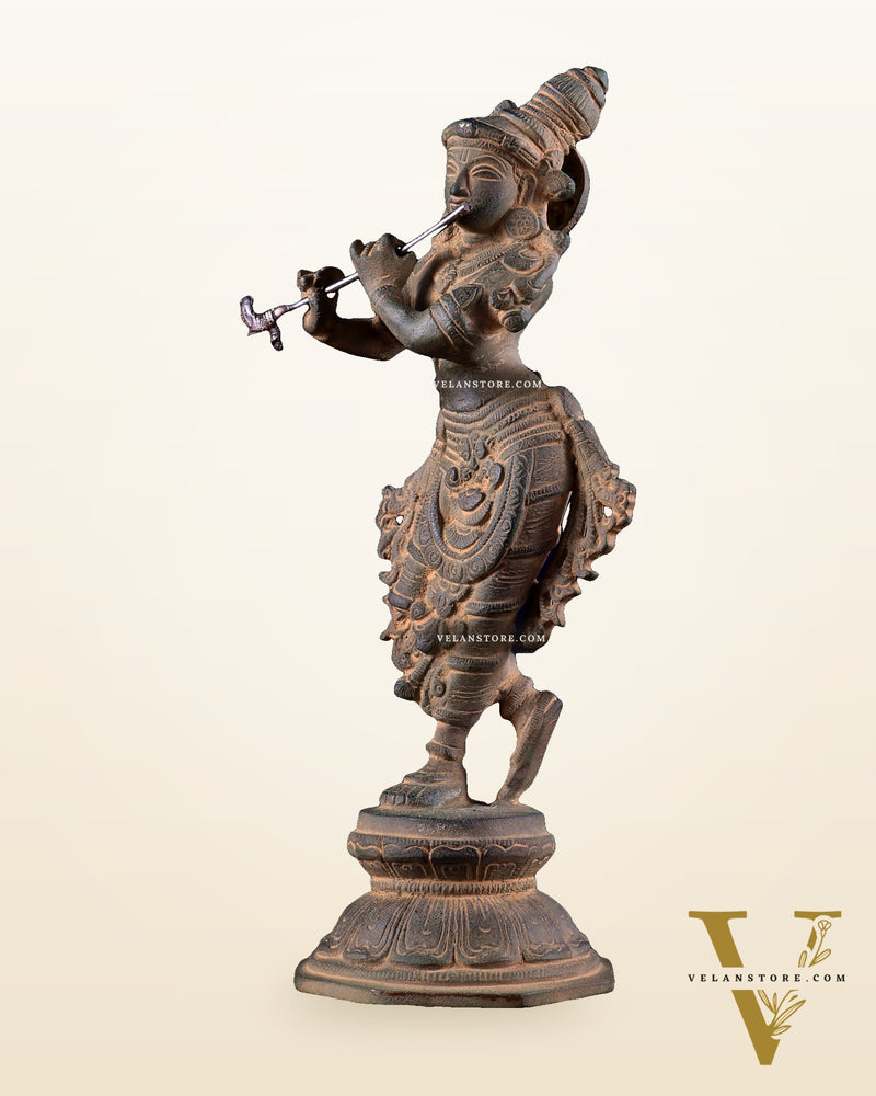 Unique Brass Krishna Statue - 9.5 Inches Super antique