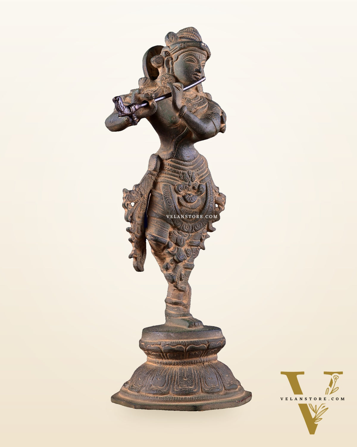 Unique Brass Krishna Statue - 9.5 Inches Super antique