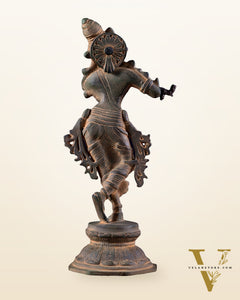 Unique Brass Krishna Statue - 9.5 Inches Super antique