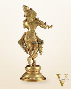 Unique Brass Krishna Statue - Sleek Design 9.5 Inches