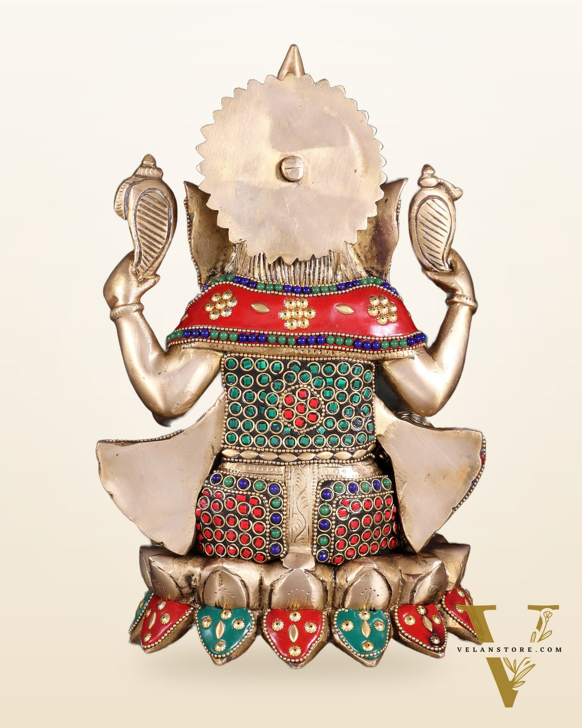 Unique Brass Lord Ganesha multicolour Statue - 11.5 Inch