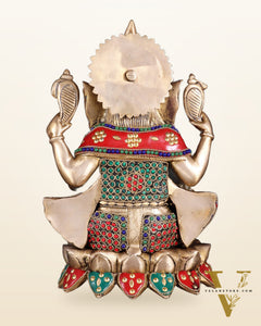 Unique Brass Lord Ganesha multicolour Statue - 11.5 Inch