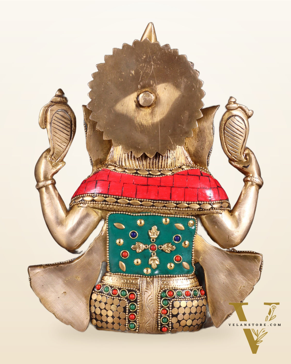 Unique Brass Lord Ganesha multicolour Statue - 9.5 Inch