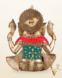 Unique Brass Lord Ganesha multicolour Statue - 9.5 Inch