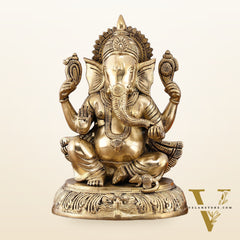 Unique Brass Lord Ganesha Statue - 11.5 Inch