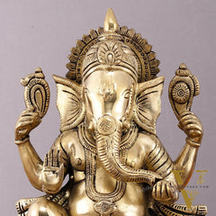 Unique Brass Lord Ganesha Statue - 11.5 Inch