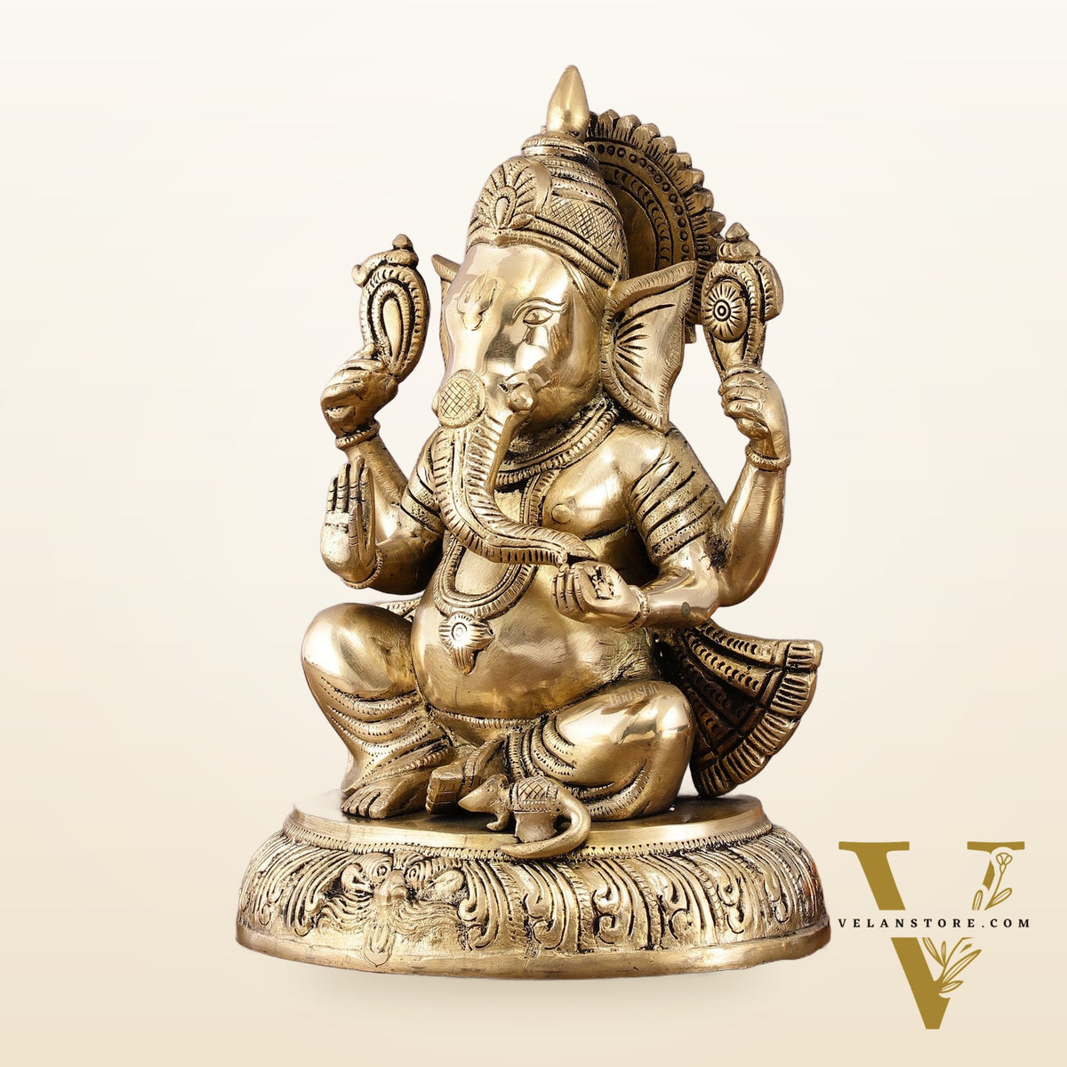 Unique Brass Lord Ganesha Statue - 11.5 Inch