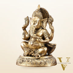 Unique Brass Lord Ganesha Statue - 11.5 Inch