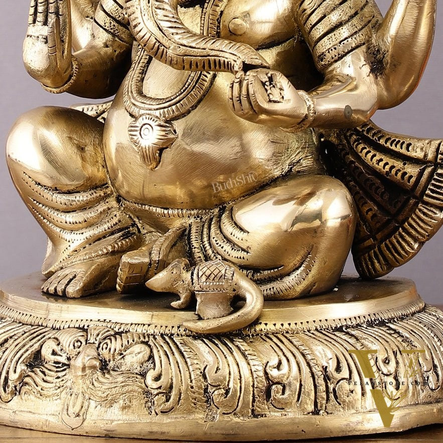 Unique Brass Lord Ganesha Statue - 11.5 Inch