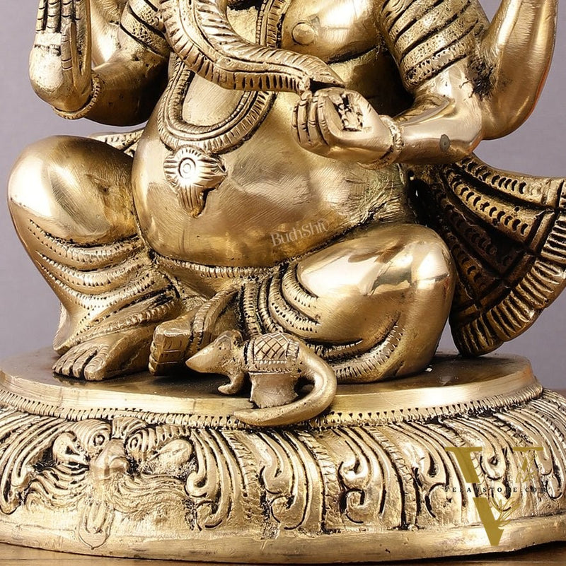Unique Brass Lord Ganesha Statue - 11.5 Inch
