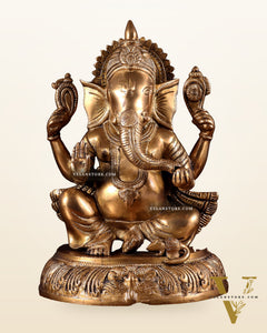 Unique Brass Lord Ganesha Statue - 11.5 Inch