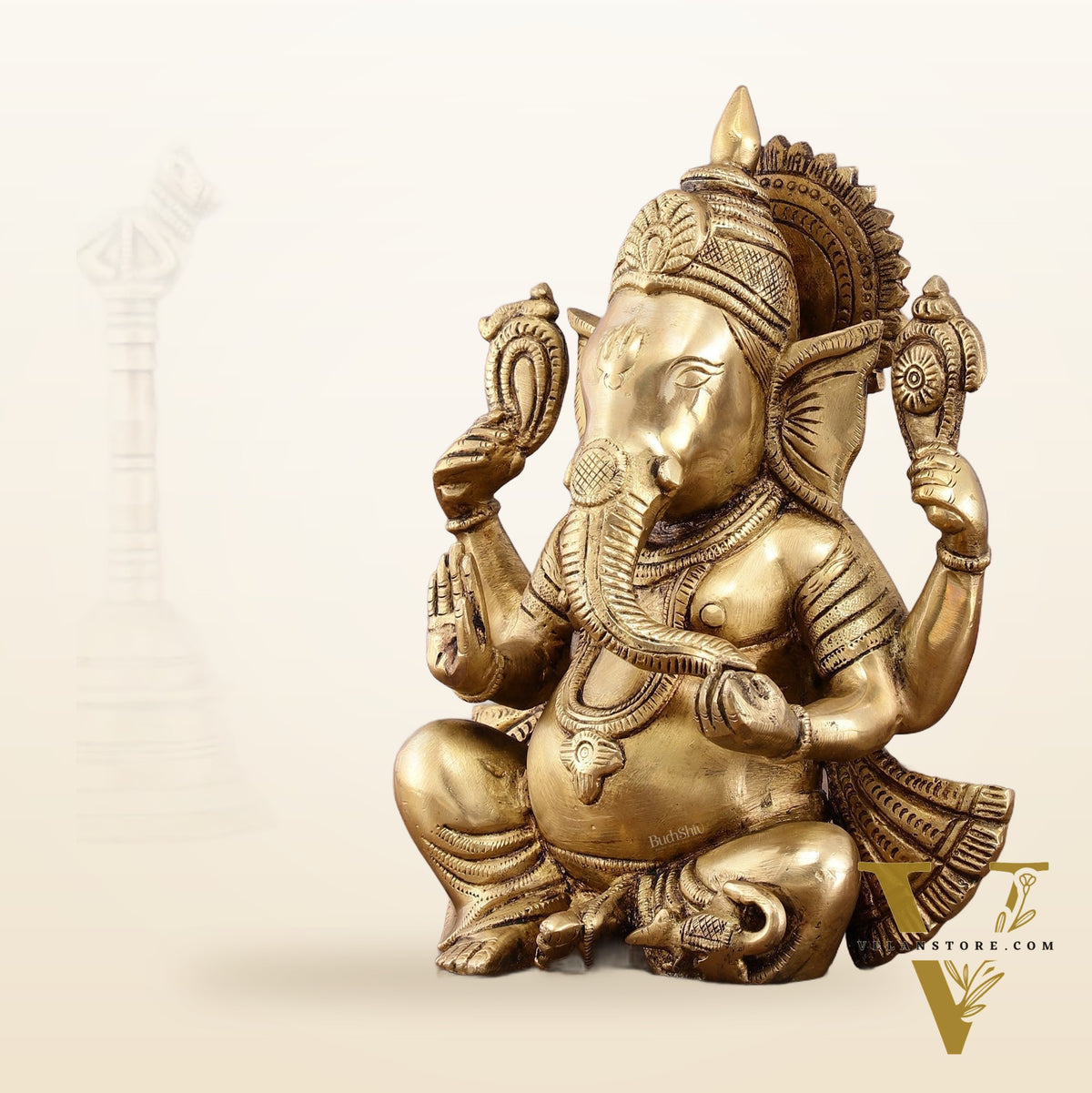 Unique Brass Lord Ganesha Statue - 9.5 Inch